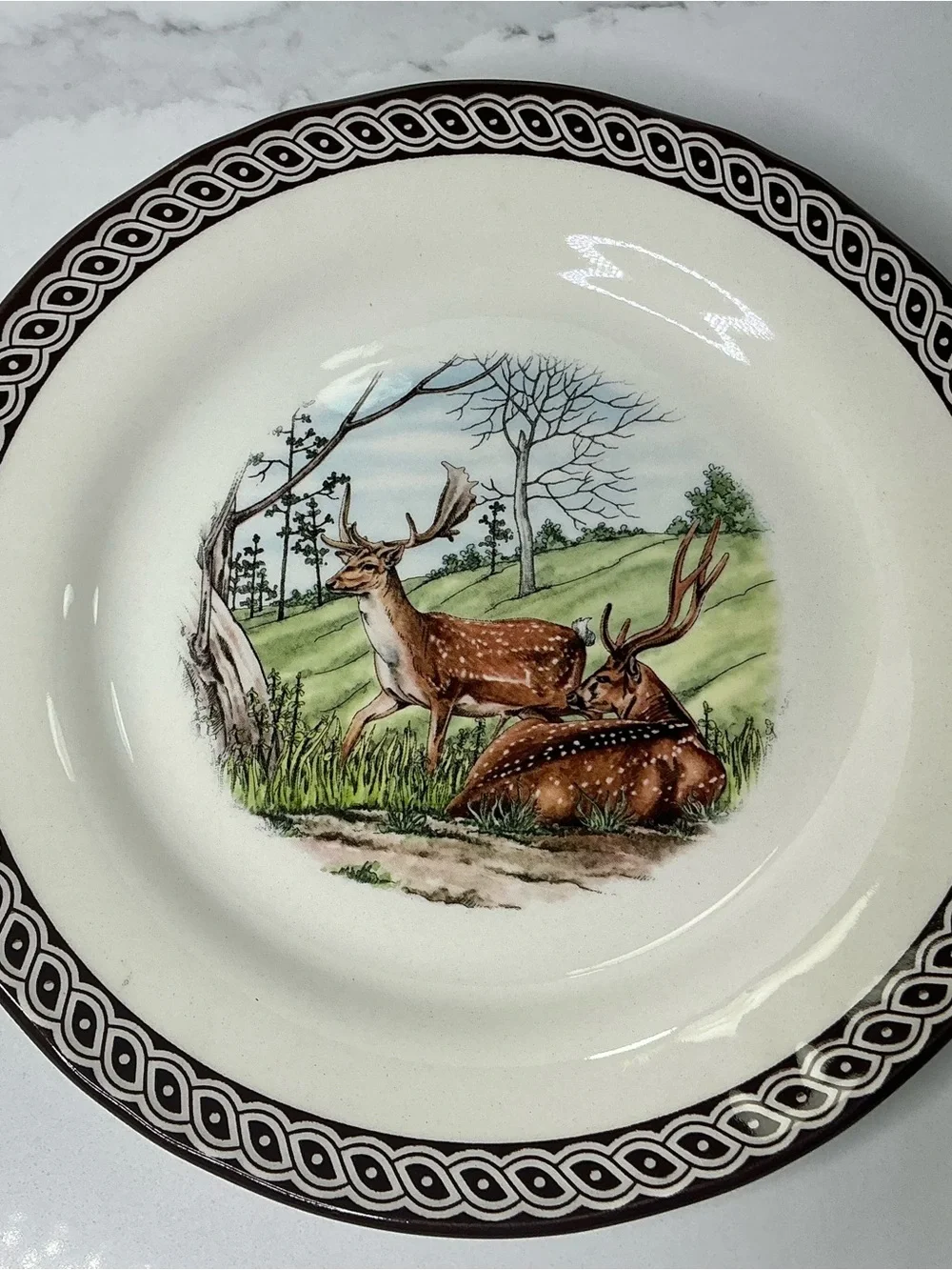 4 LEGEND Salad Plates 8” British Heritage Earthenware Fall Deer New